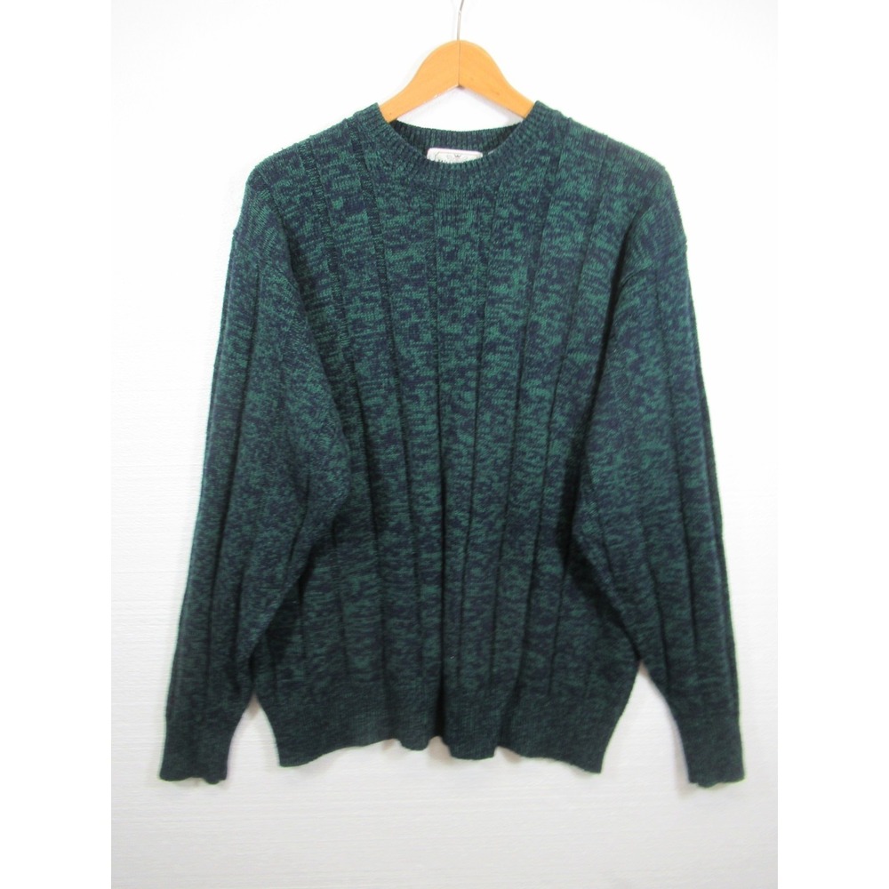 Vintage 80s 90s Whitney Square Grandpa Sweater Men XL Blue/Green Pullover